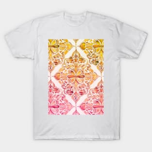 Sunset Art Nouveau Watercolor Doodle T-Shirt